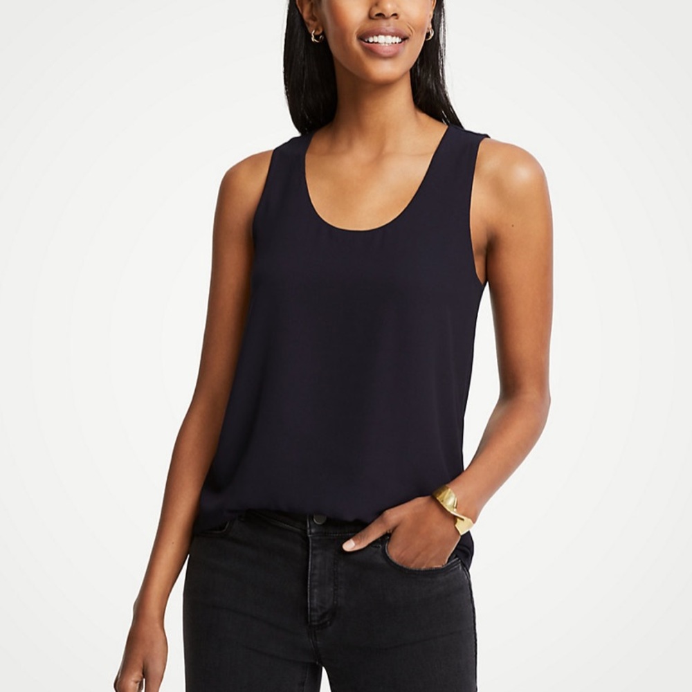Ann Taylor Navy Mixed Jersey Tank
